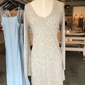 Scoop Neck Ribbed Long Sleeve Dress